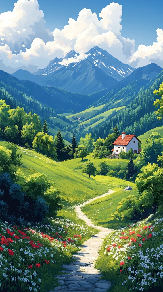 春日山野风景图