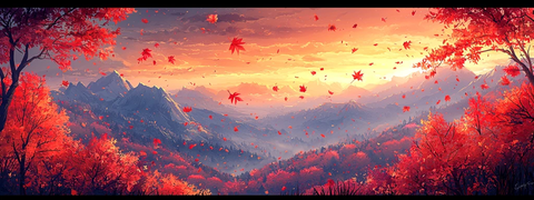 秋叶飞舞山林间