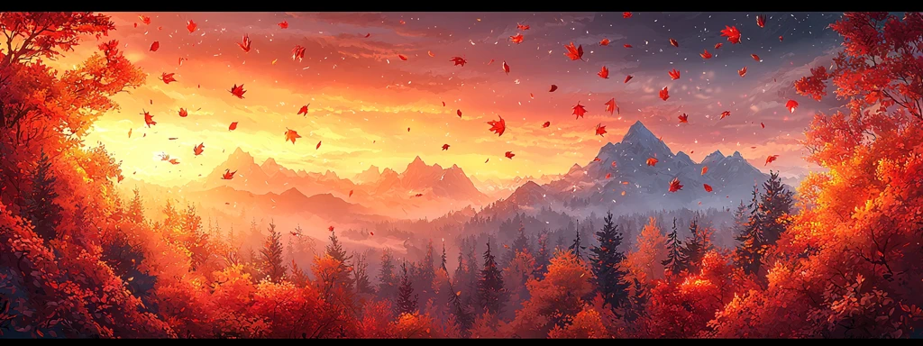 秋叶飞舞山林间