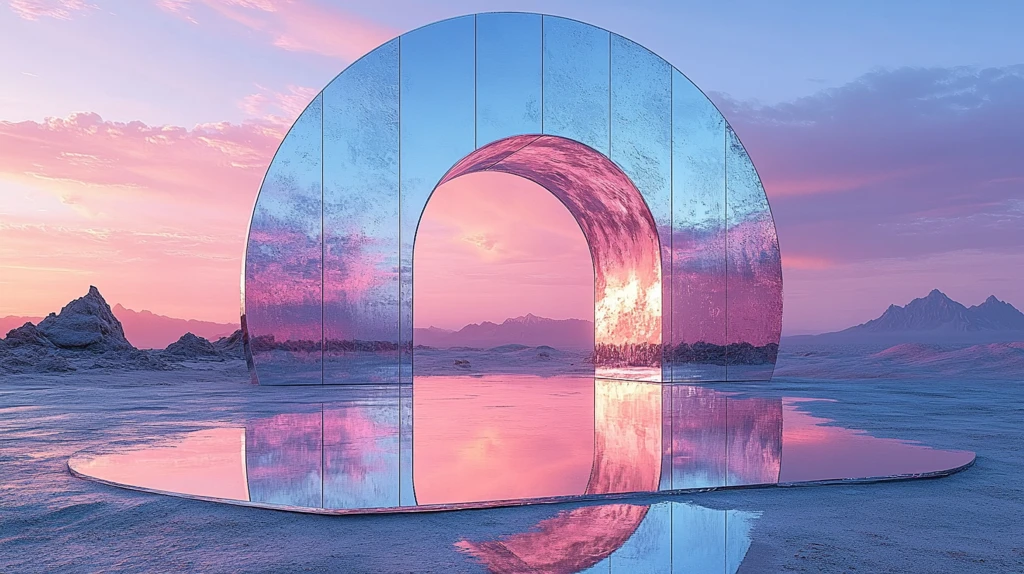 镜面圆门太空沙漠