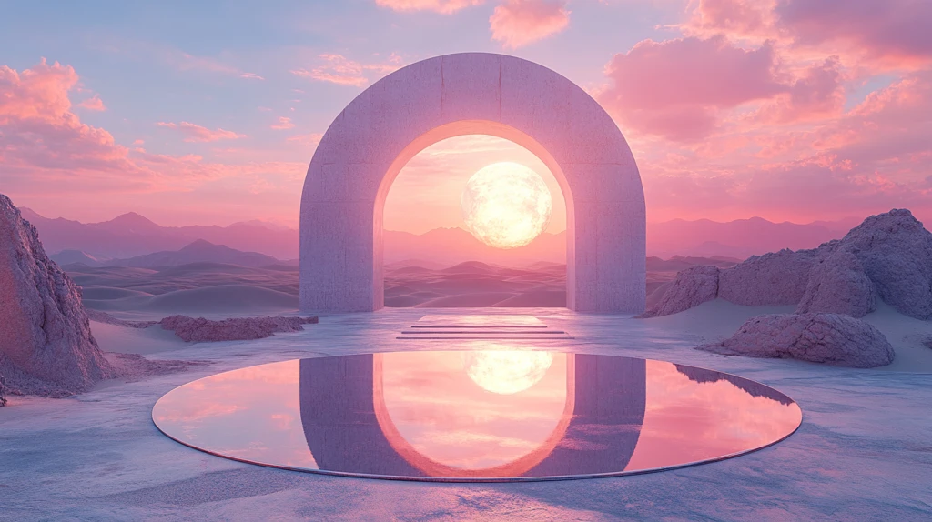 镜面圆门太空沙漠