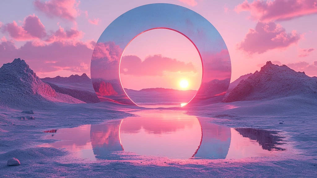 镜面圆门太空沙漠