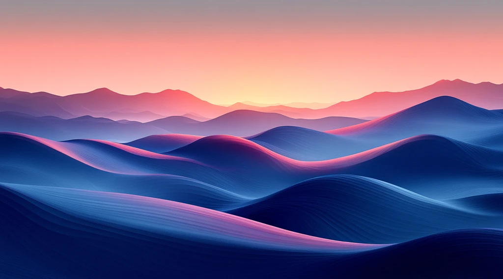 蓝粉渐变三丘陵