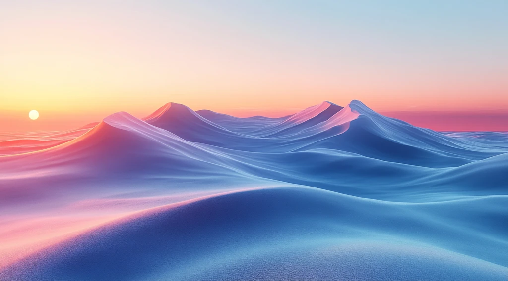 蓝粉渐变三丘陵