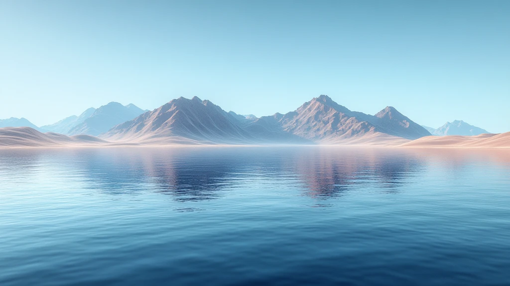 沙漠湖水平静山