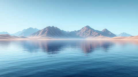 沙漠湖水平静山