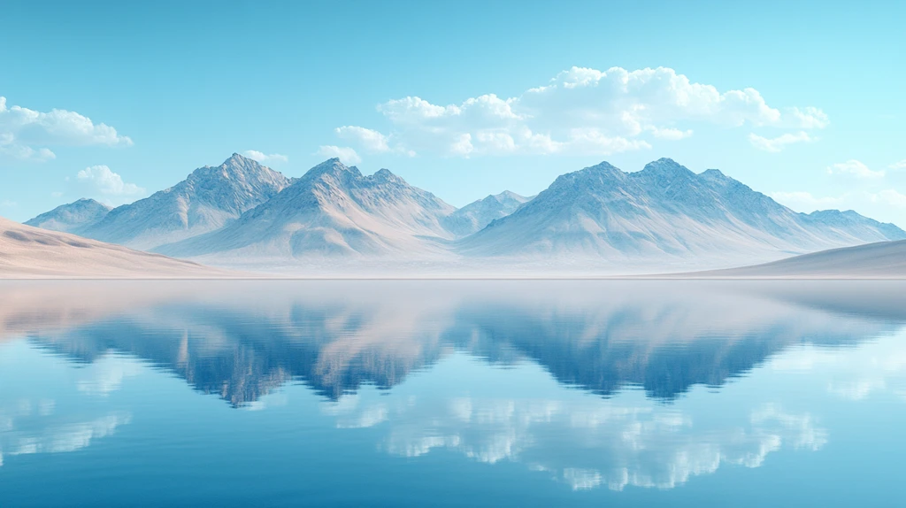 沙漠湖水平静山