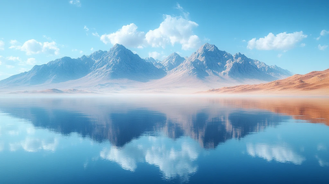 沙漠湖水平静山