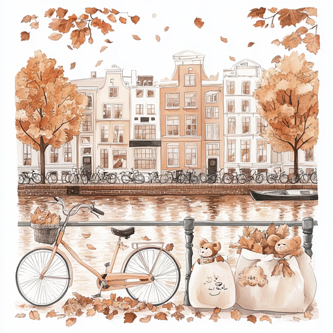 秋日运河旁的景致