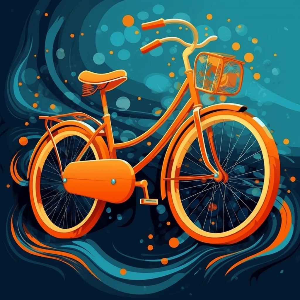 橙蓝青自行车