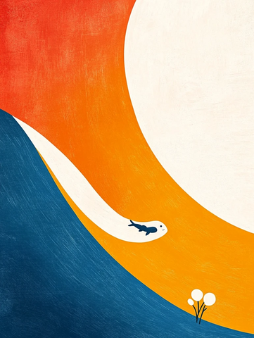 蓝橙粉彩竖纹锦鲤