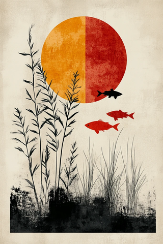 海藻鱼儿几何图