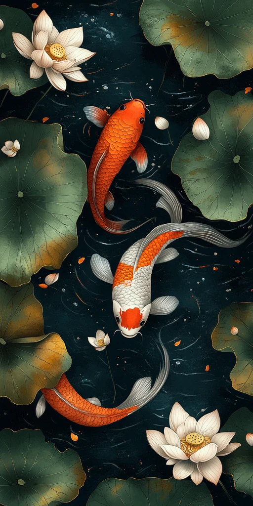 莲花池中的锦鲤