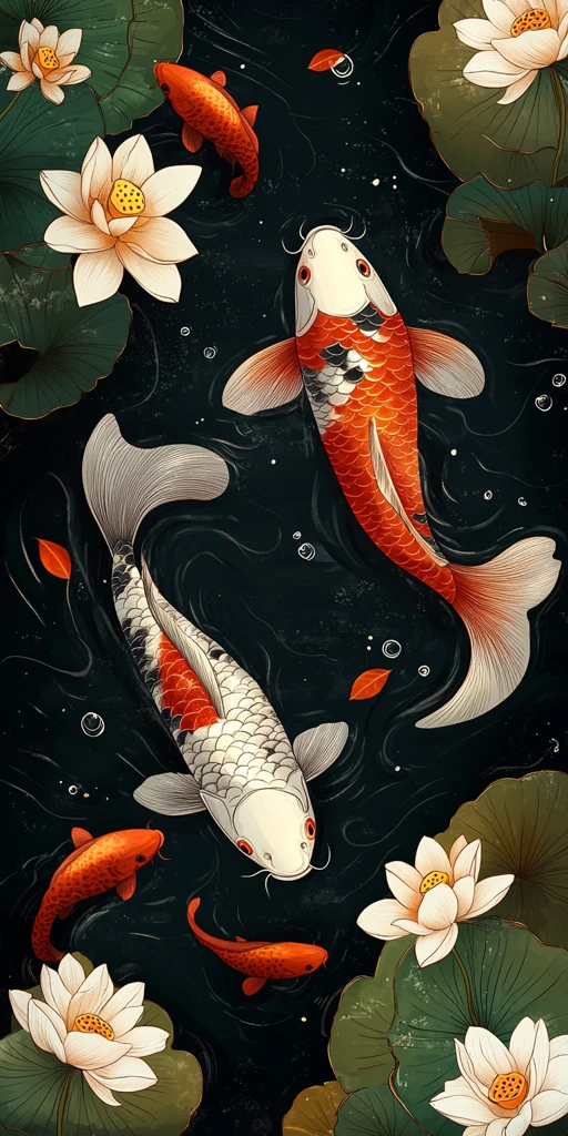 莲花池中的锦鲤