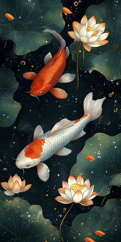 莲花池中的锦鲤