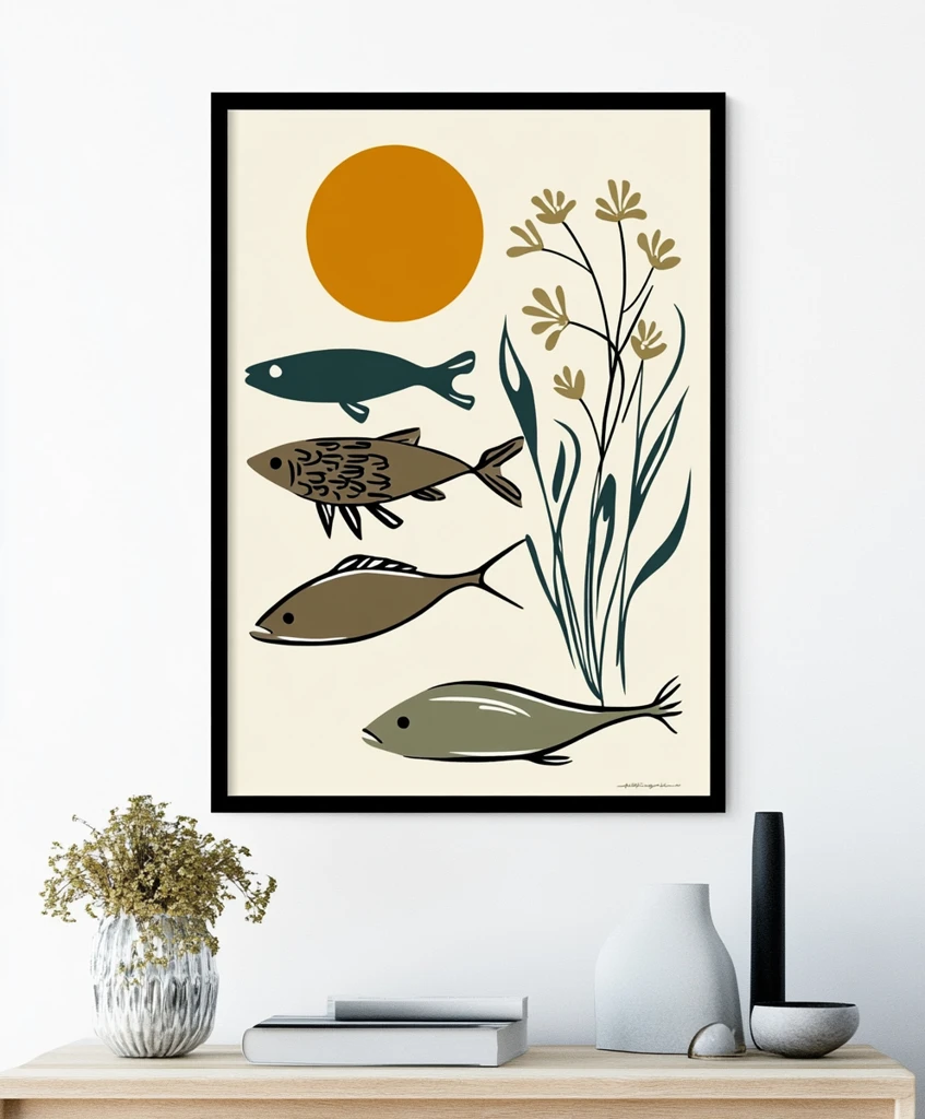 鱼与花太阳圆纹