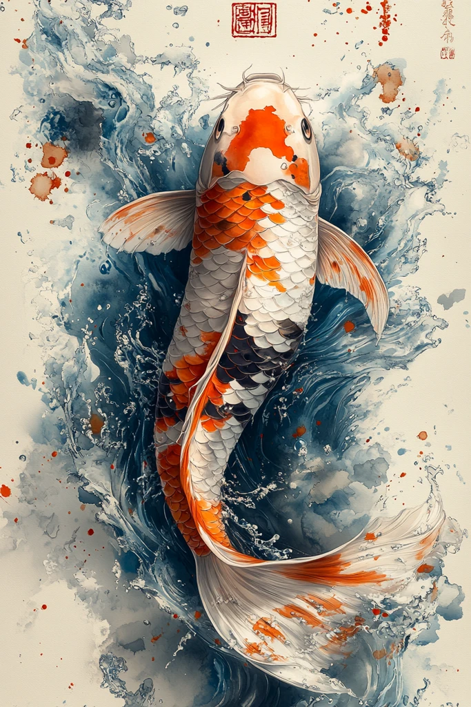 鲤鱼游动水纹图案