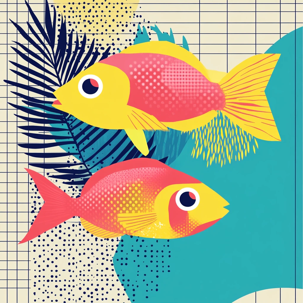 热带鱼几何图案