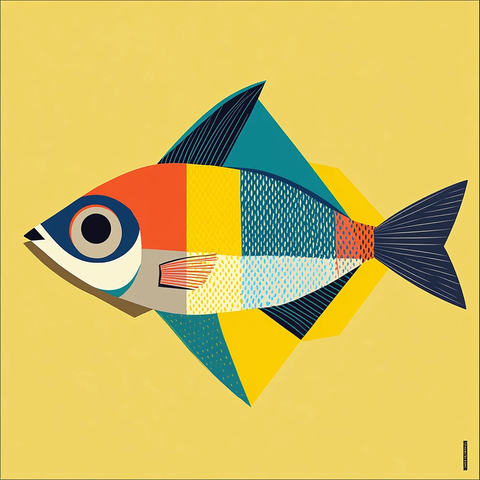 热带鱼几何图案