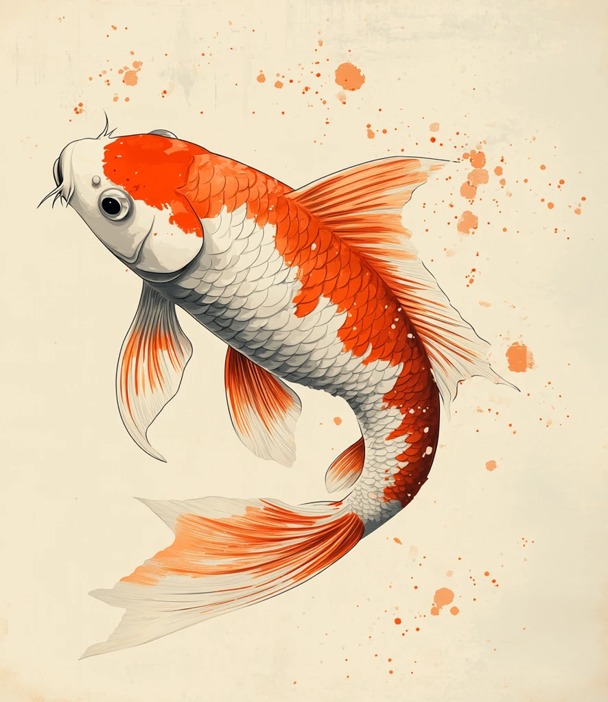 红金鲤鱼插画