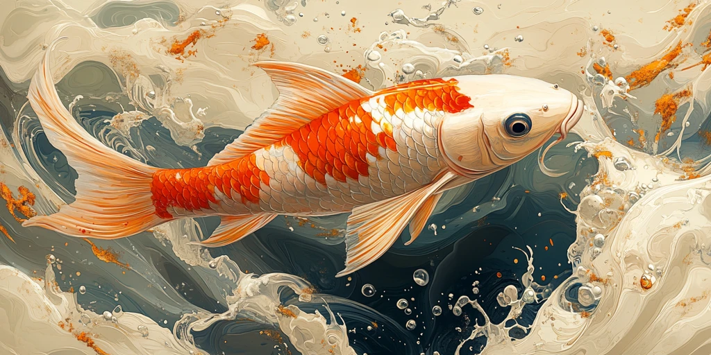 鲤鱼游动水纹图