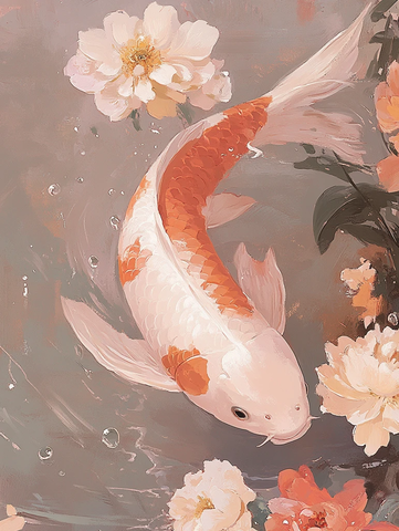 梦幻花池中的锦鲤