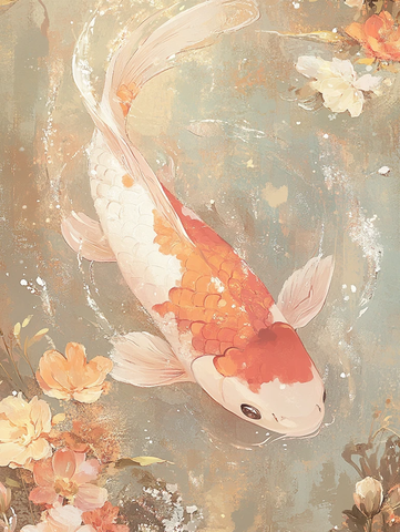 梦幻花池中的锦鲤