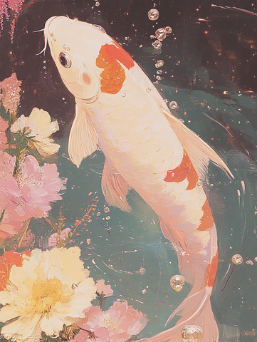 梦幻花池中的锦鲤