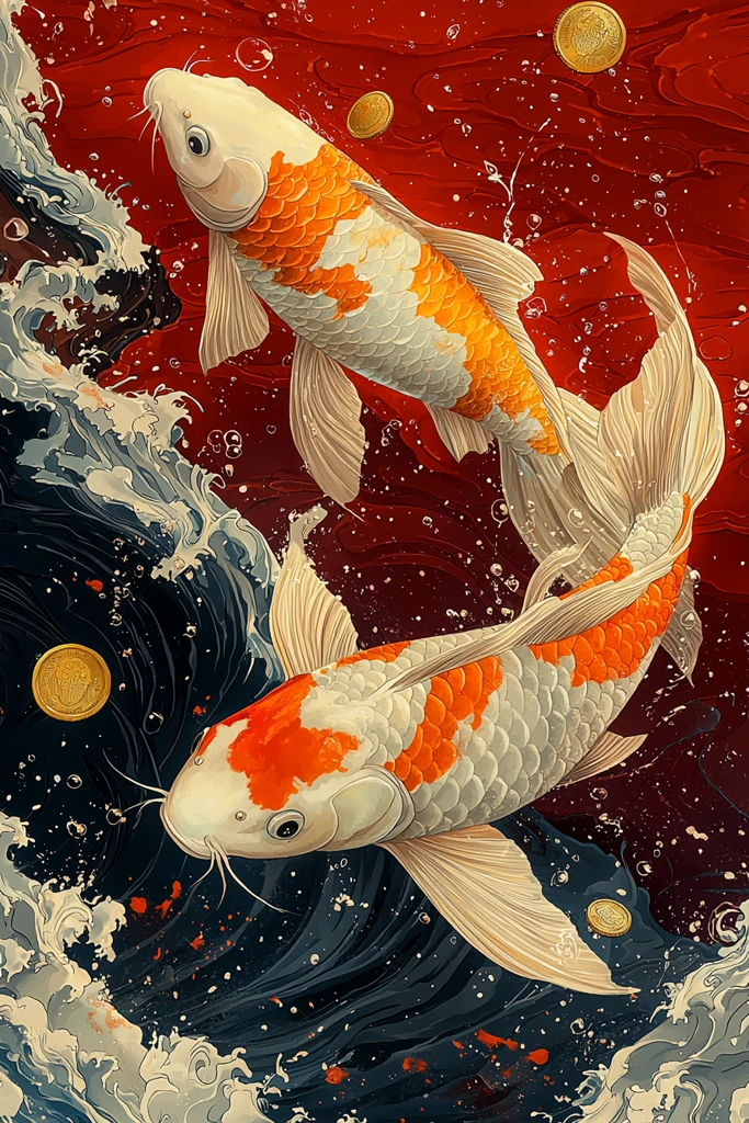 游动的橙色锦鲤