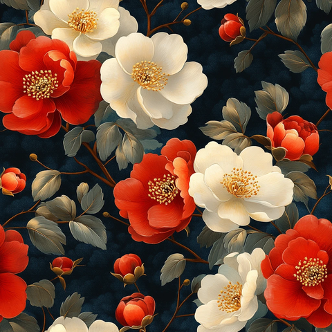 牡丹莲花旗袍图案