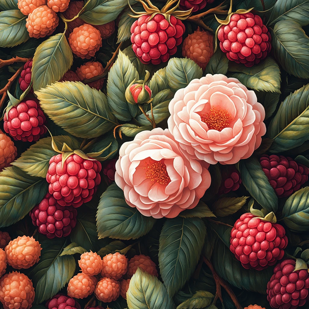 玫瑰荔枝覆盆子图