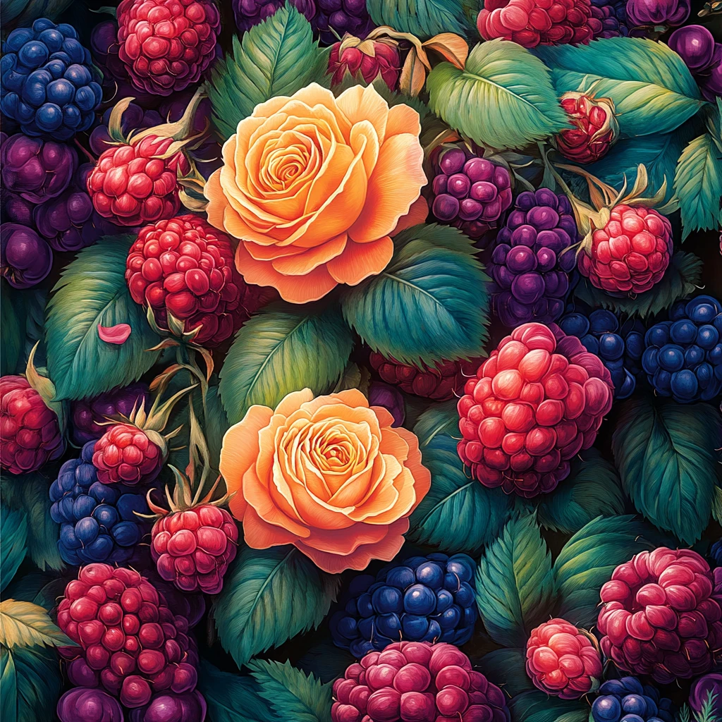 玫瑰荔枝覆盆子图