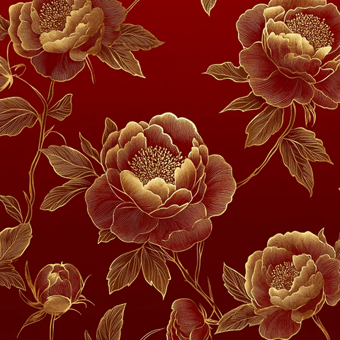 东方牡丹金线纹背景