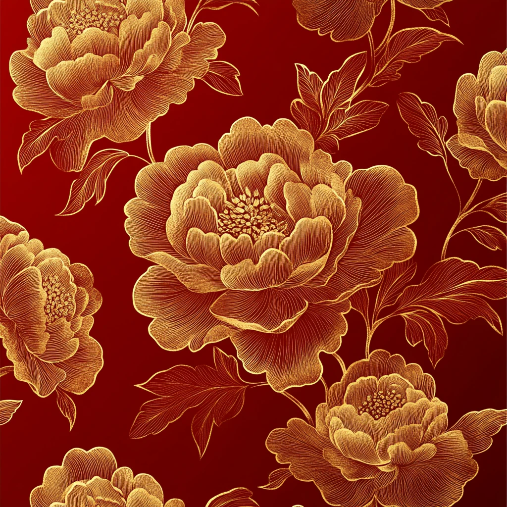 东方牡丹金线纹背景
