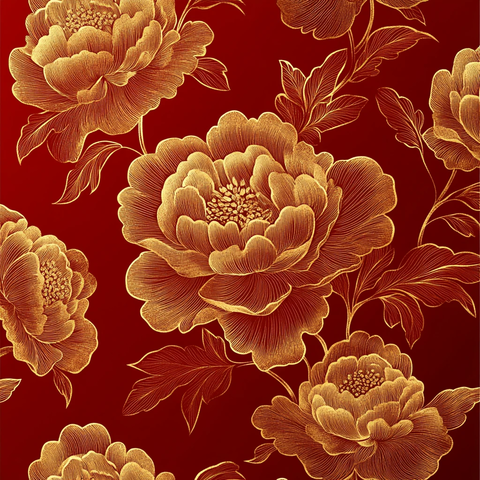 东方牡丹金线纹背景