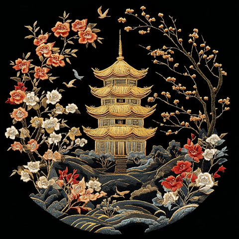 黄鹤楼刺绣作品