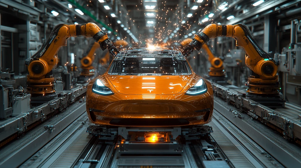 特斯拉工厂装配线