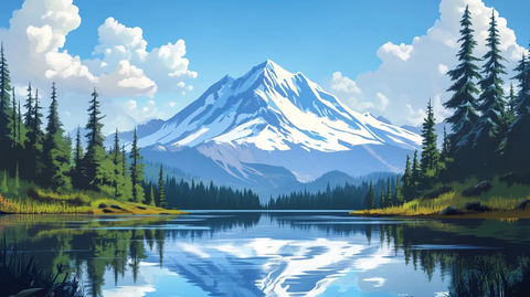 山风景插画包装