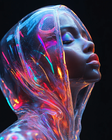 透明面罩发光人物