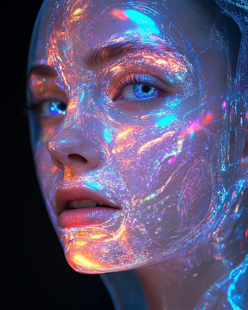 透明面罩发光人物