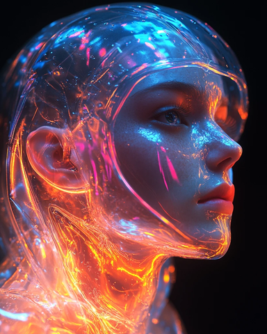 透明面罩发光人物