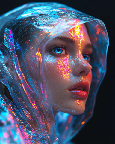 透明面罩发光人物