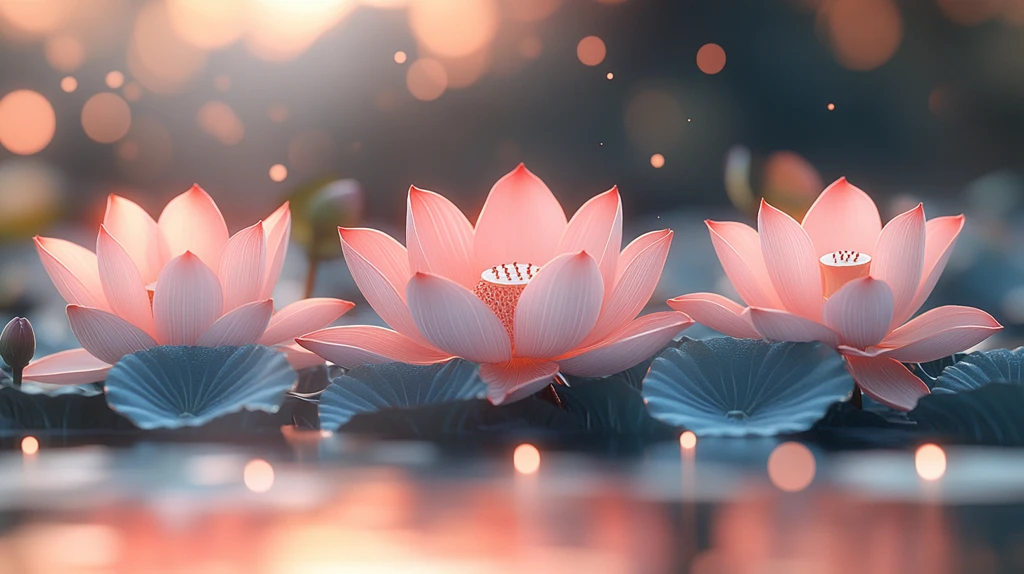 三绣莲花侧影图