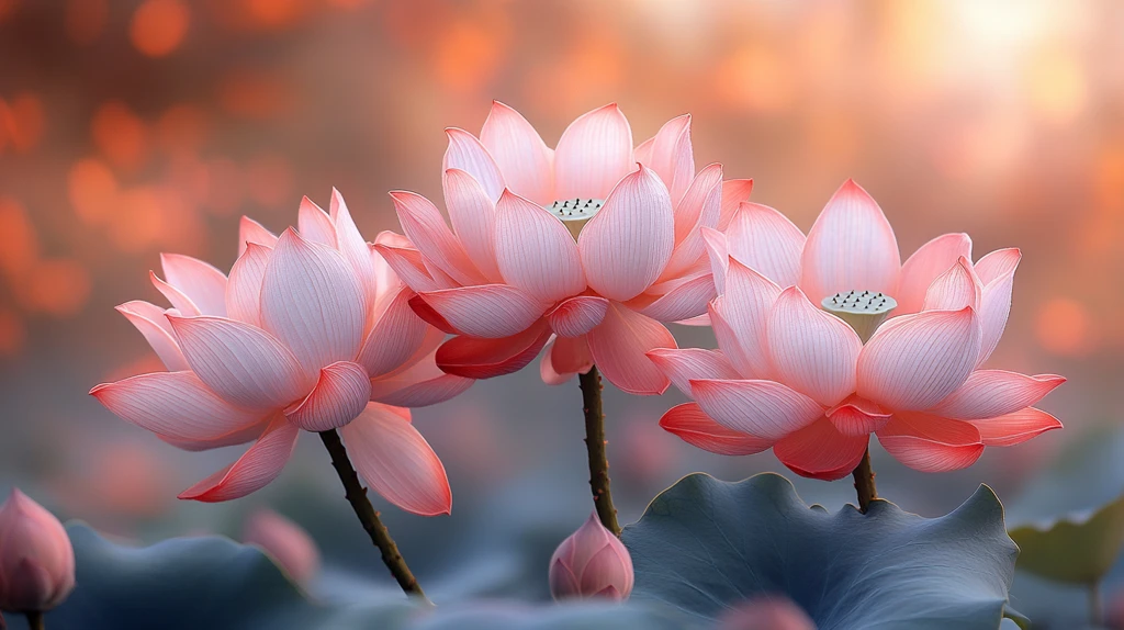 三绣莲花侧影图