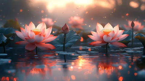 三绣莲花侧影图