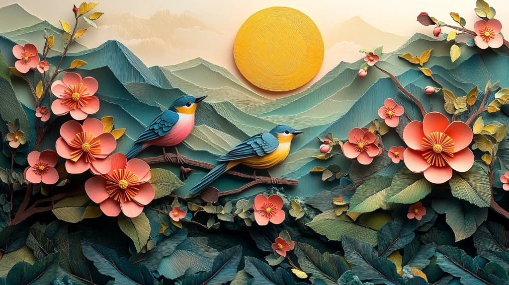 春季花鸟纸艺