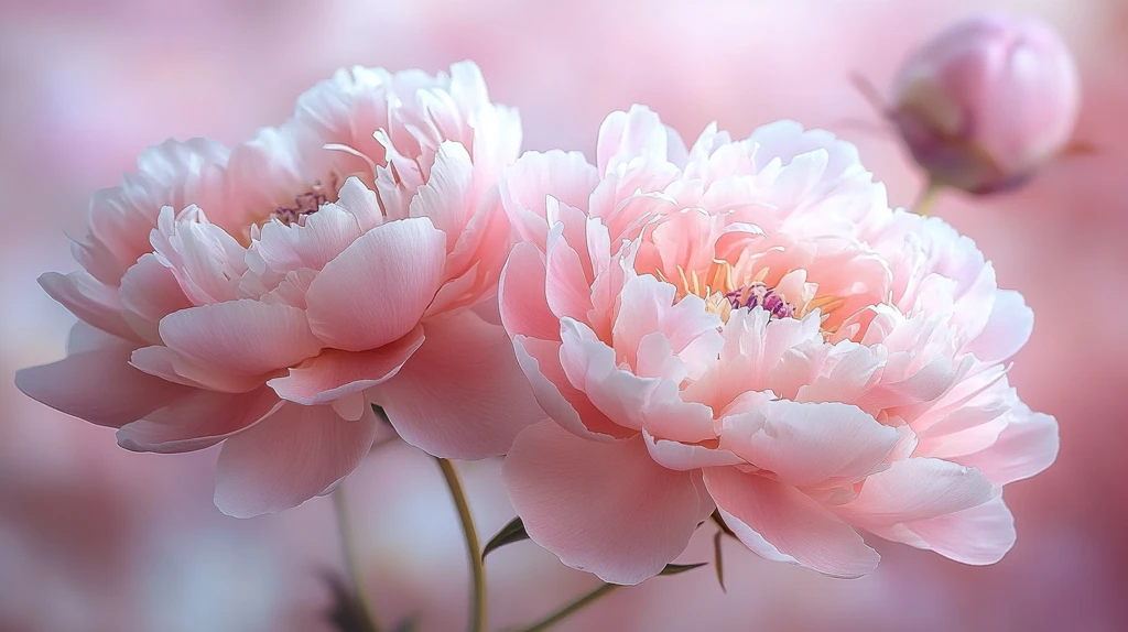 粉嫩芍药梦幻柔光