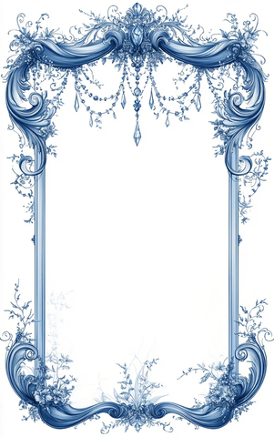 蓝色手绘花纹框