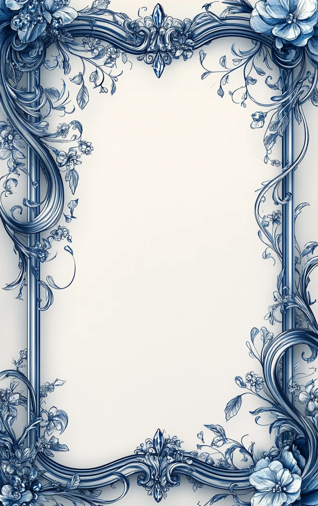 蓝色手绘花纹框