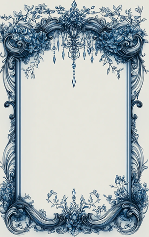 蓝色手绘花纹框
